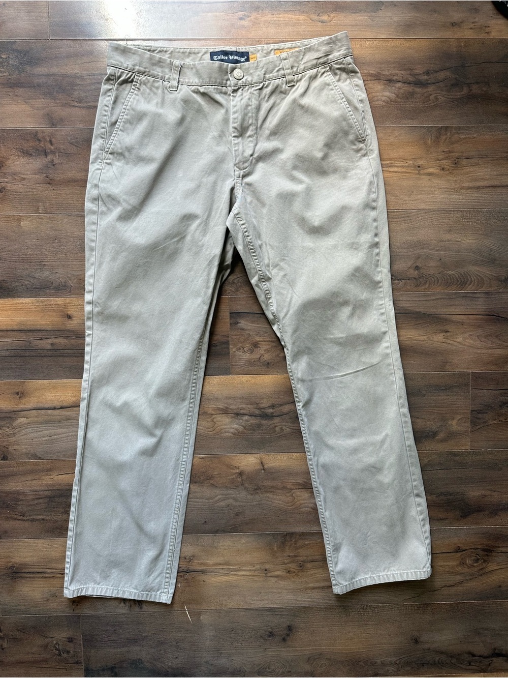 Tailor Vintage Gray Straight Fit Chino Pants Mens 34x32 Casual Golf